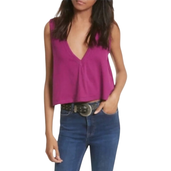 Free People Intimately baring it purple cropped flowy tank top size Large - Picture 1 of 8